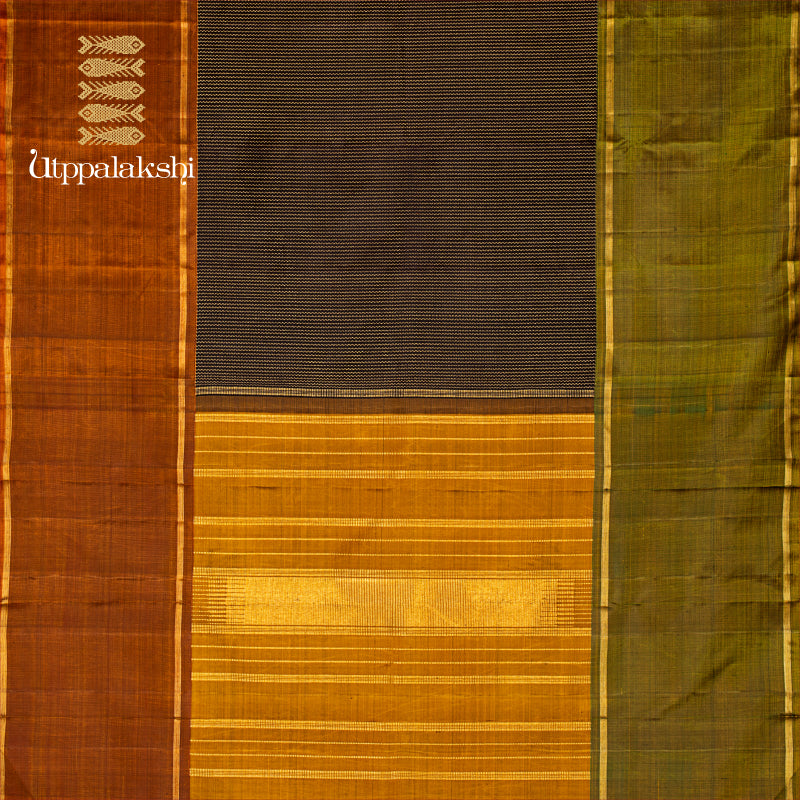 UTPPALAKSHI HANDWOVEN KANJIVARAM SILK MUBBAGAM SAREE KANCHANA GREEN RUST