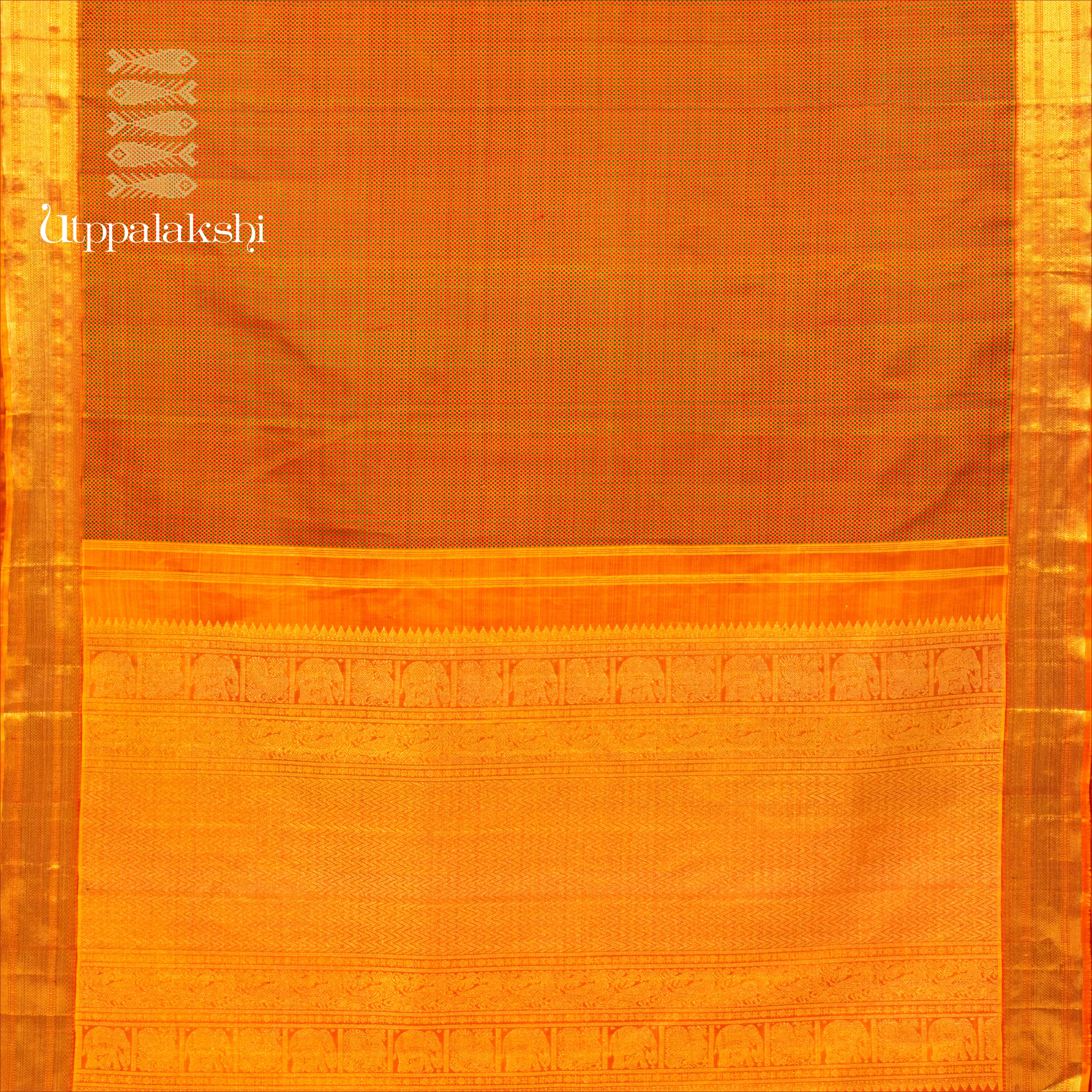UTPPALAKSHI HANDWOVEN KANJIVARAM SILK JACQUARD SAREE YELLOW MUSTARD GETTI ZARI BORDER