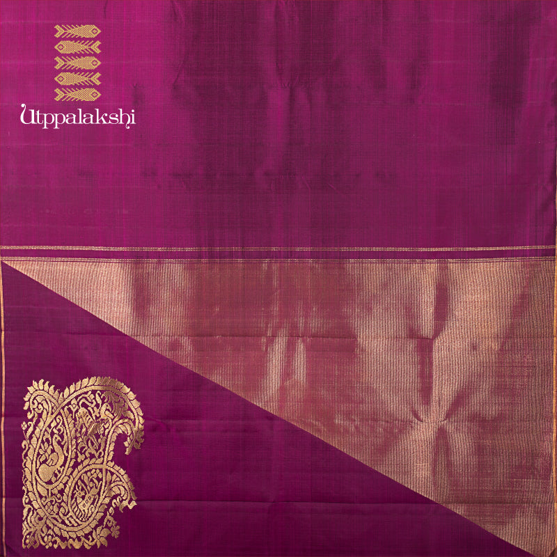 UTPPALAKSHI HANDWOVEN KANJIVARAM SILK SAREE PURPLE CROSS RISING PALLU