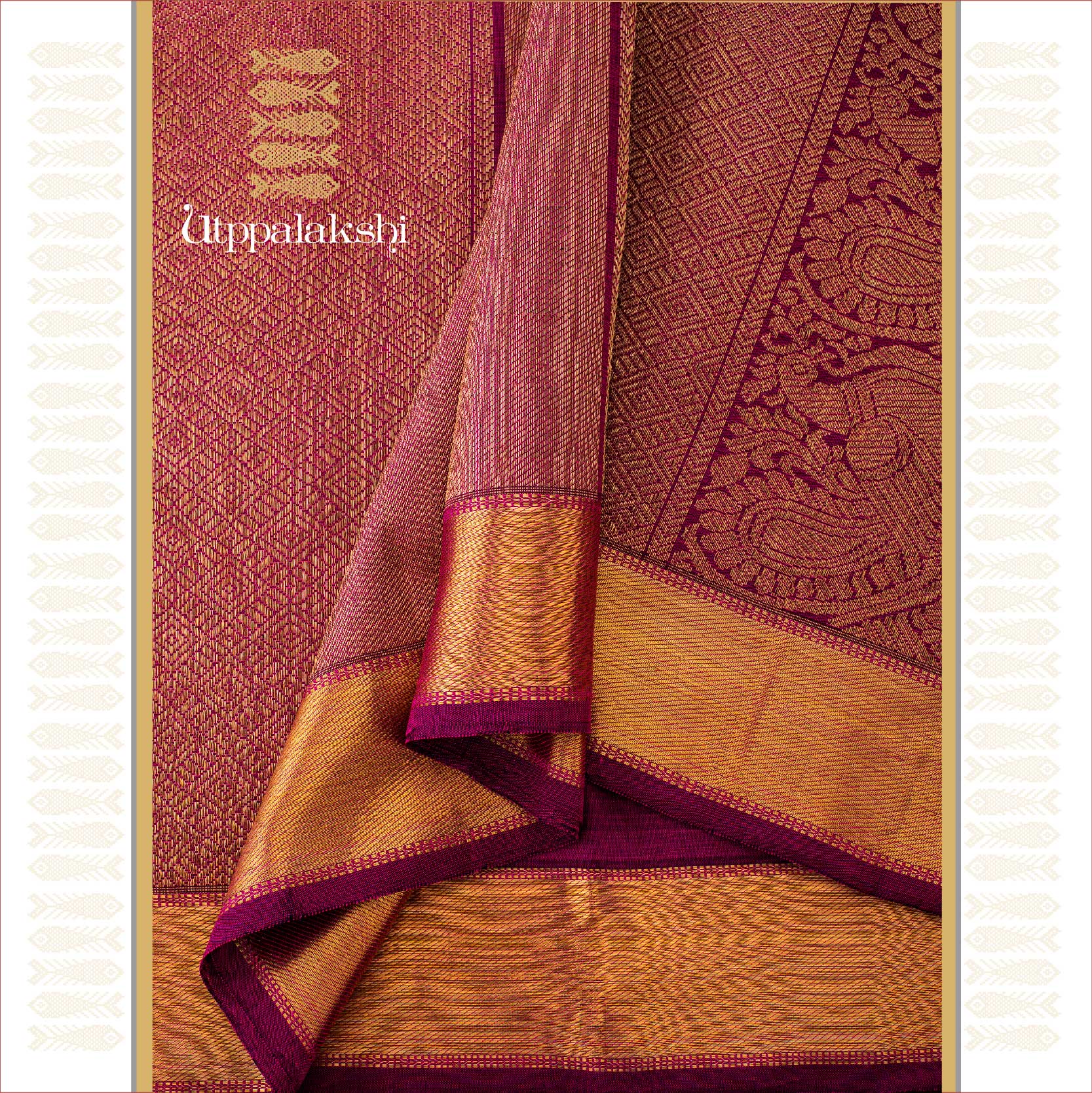 UTPPALAKSHI HANDWOVEN KANJIVARAM SILK SAREE PURPLE LONG PALLU GETTI ZARI