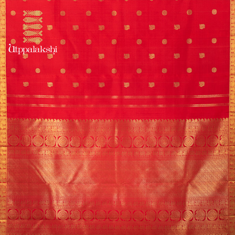 UTPPALAKSHI HANDWOVEN KANJIVARAM SILK SAREE RED ANNAM CHAKRAM