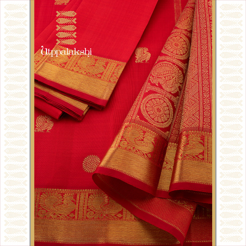 UTPPALAKSHI HANDWOVEN KANJIVARAM SILK SAREE RED ANNAM CHAKRAM