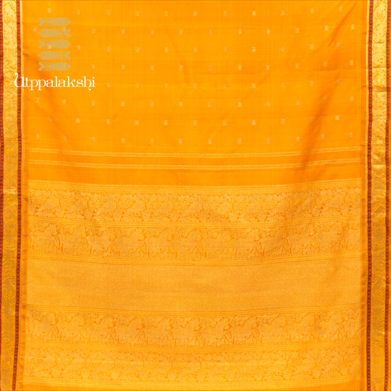UTPPALAKSHI HANDWOVEN KANJIVARAM SILK SAREE YELLOW WITH BUTTAS