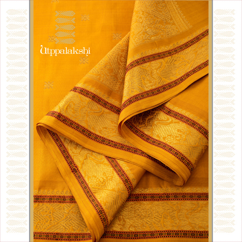 UTPPALAKSHI HANDWOVEN KANJIVARAM SILK SAREE YELLOW WITH BUTTAS