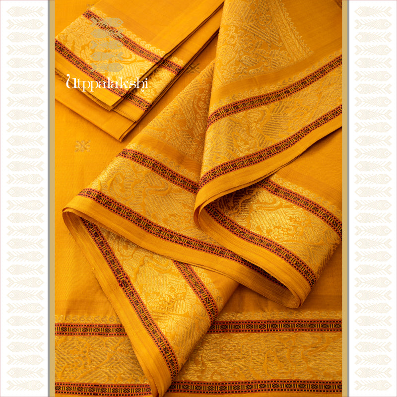 UTPPALAKSHI HANDWOVEN KANJIVARAM SILK SAREE YELLOW WITH BUTTAS