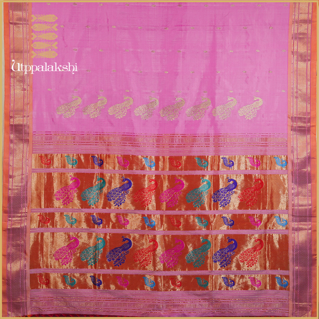 LOTUS PINK SAREE-AN UTPPALAKSHI HANDWOVEN PAITHANI SILK SAREE