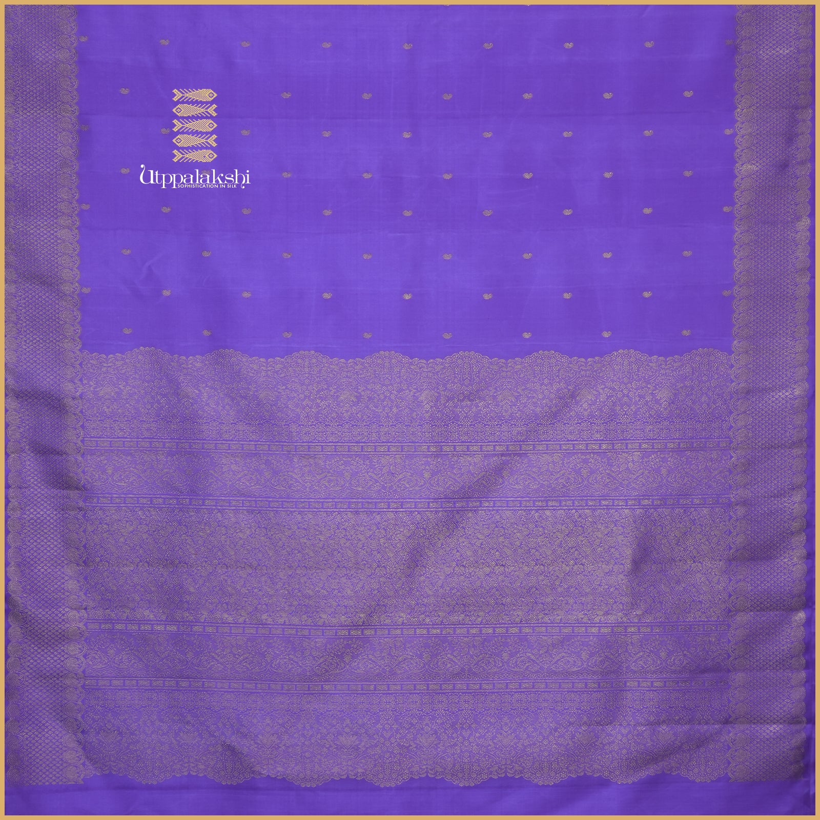 Neelam Blue with Fancy Border and Kodi (Creeper) Brocade Pallu Featuring Mango Motifs – An Utppalakshi Handwoven Kanjivaram Silk Saree