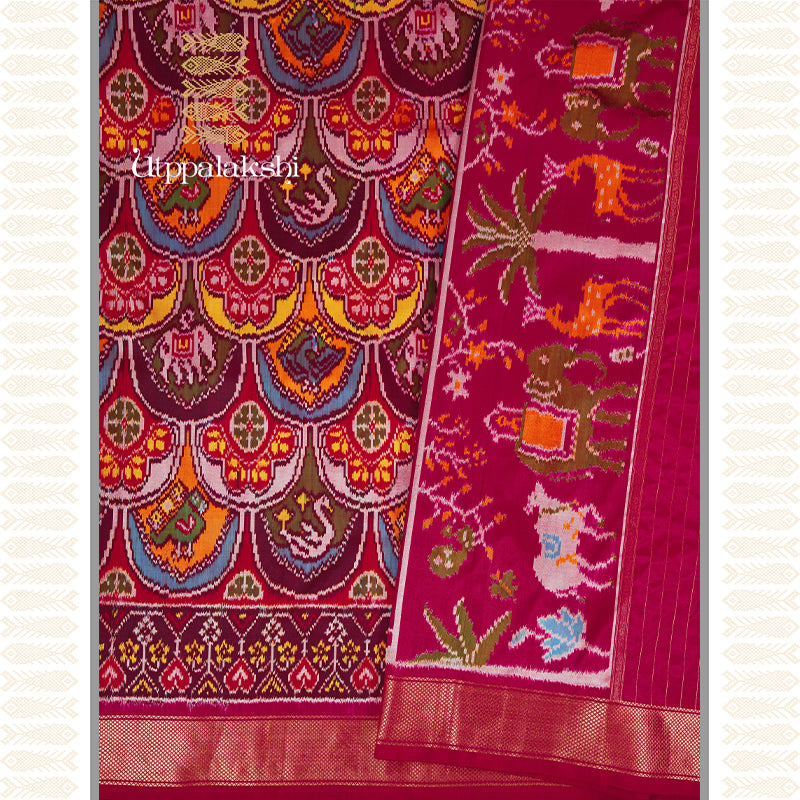 RED COLOUR SAREE-AN UTPPALAKSHI HANDWOVEN PATHAN PATOLA