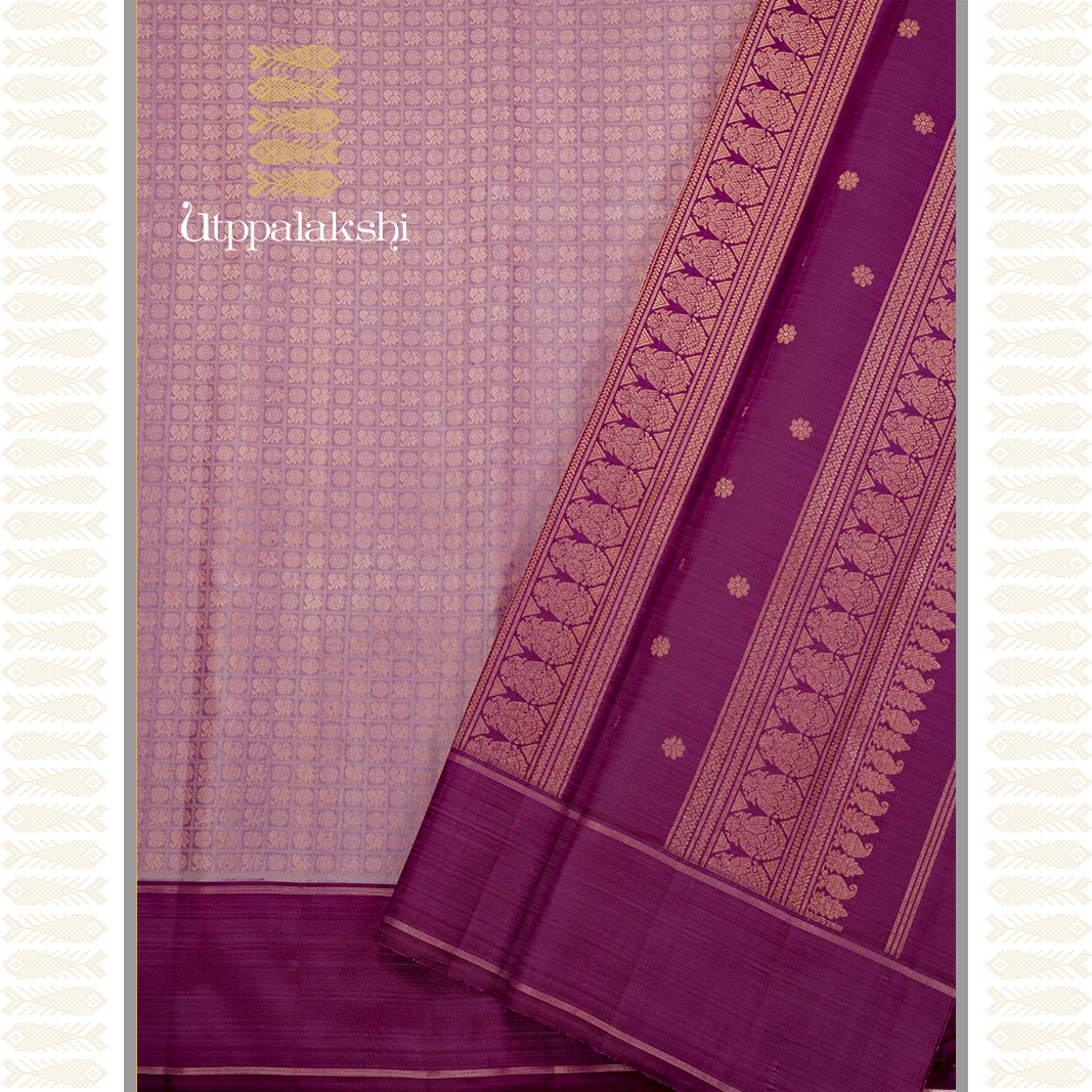 PINKISH GREY SILK PETT SAREE-AN UTPPALAKSHI HANDWOVEN KANCHIPURAM SILK SAREE