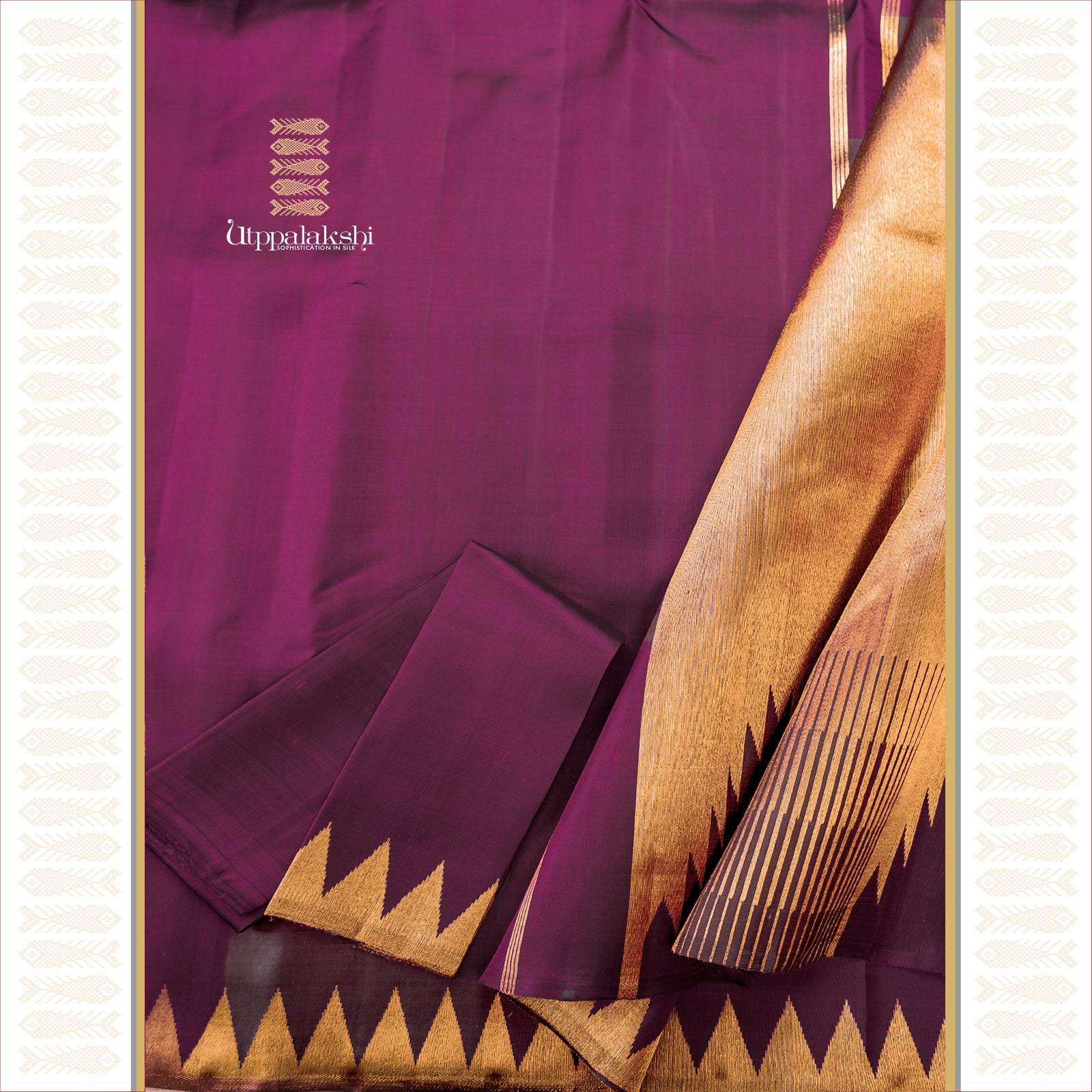 A Gopuram in Silk: The Pillaiyar Moggu Temple Border Saree - AN UTPPALAKSHI HANDWOVEN KANCHIPURAM SILK SAREE