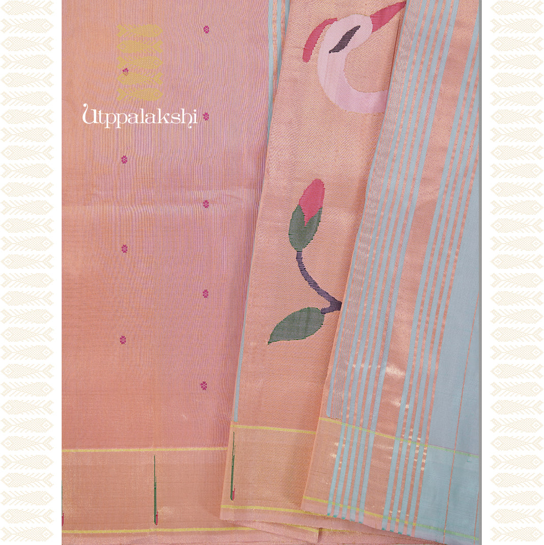 TISSUE LIGHT PINK SAREE -AN UTPPALAKSHI HANDWOVEN PAITHANI SILK SAREE