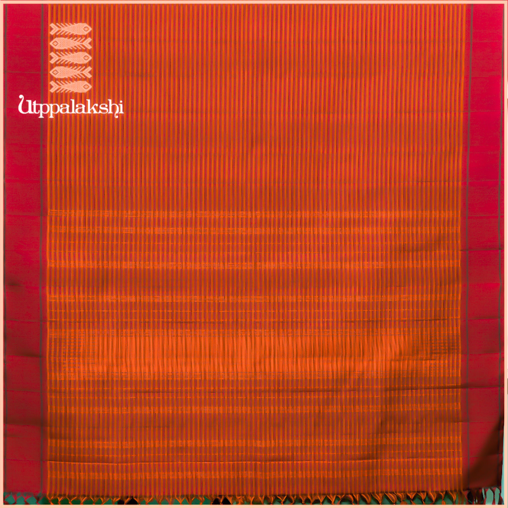 ORANGE AND ARAKKU VAZHAIPOO SOUTH VARI - AN UTPPALAKSHI HANDWOVEN KANCHIPURAM SILK SAREE