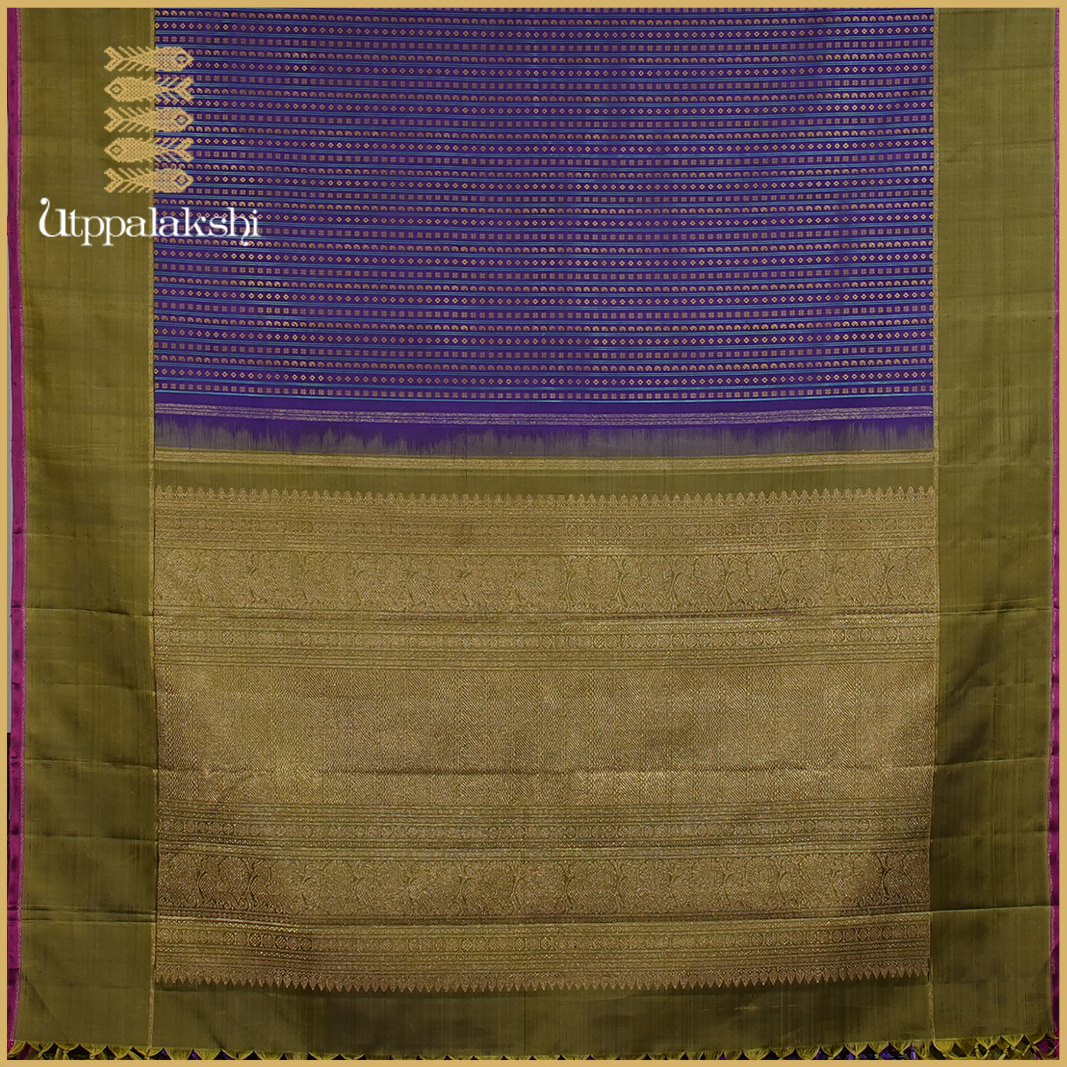 VOILET JACQUARD SILK PETT SAREE WITH KARPAGA BORDER-AN UTPPALAKSHI HANDWOVEN KANCHIPURAM SILK SAREE