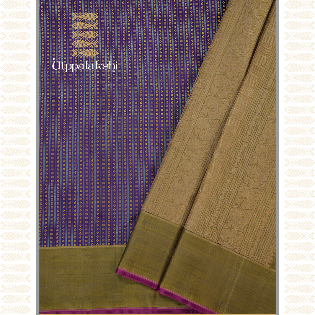 VOILET JACQUARD SILK PETT SAREE WITH KARPAGA BORDER-AN UTPPALAKSHI HANDWOVEN KANCHIPURAM SILK SAREE