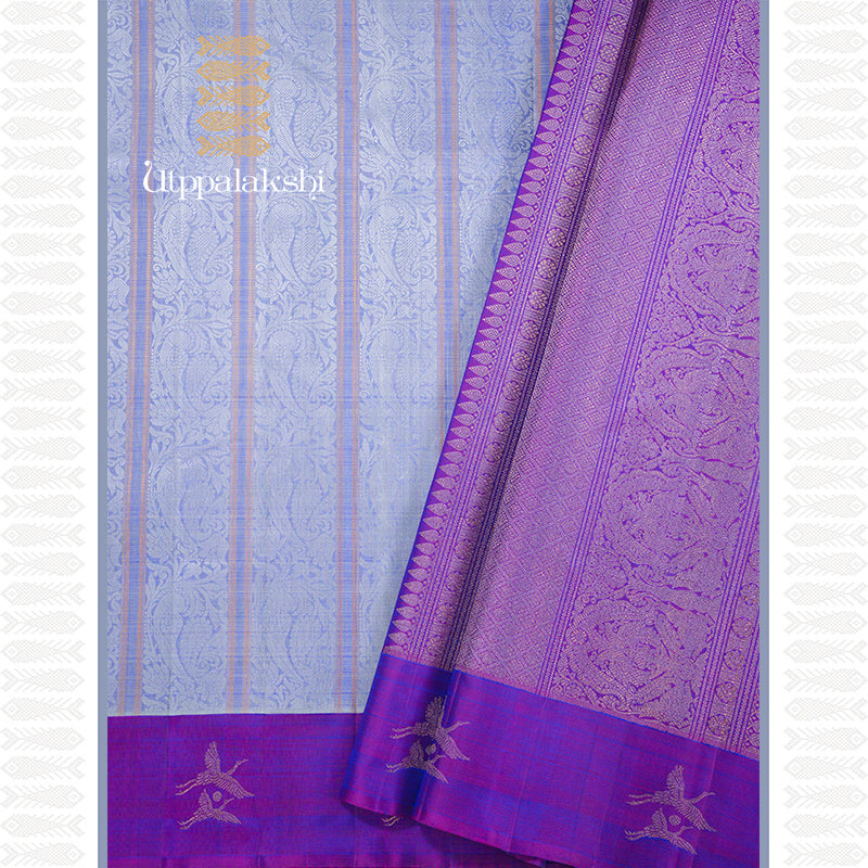 VOILET GREY JACQUARD SAREE-AN UTPPALAKSHI HANDWOVEN KANCHIPURAM SILK SAREE