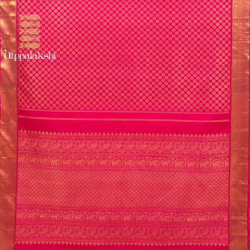 UTPPALAKSHI HANDWOVEN KANJIVARAM SILK BRIDAL SAREE PINK BROCADE ANNAM