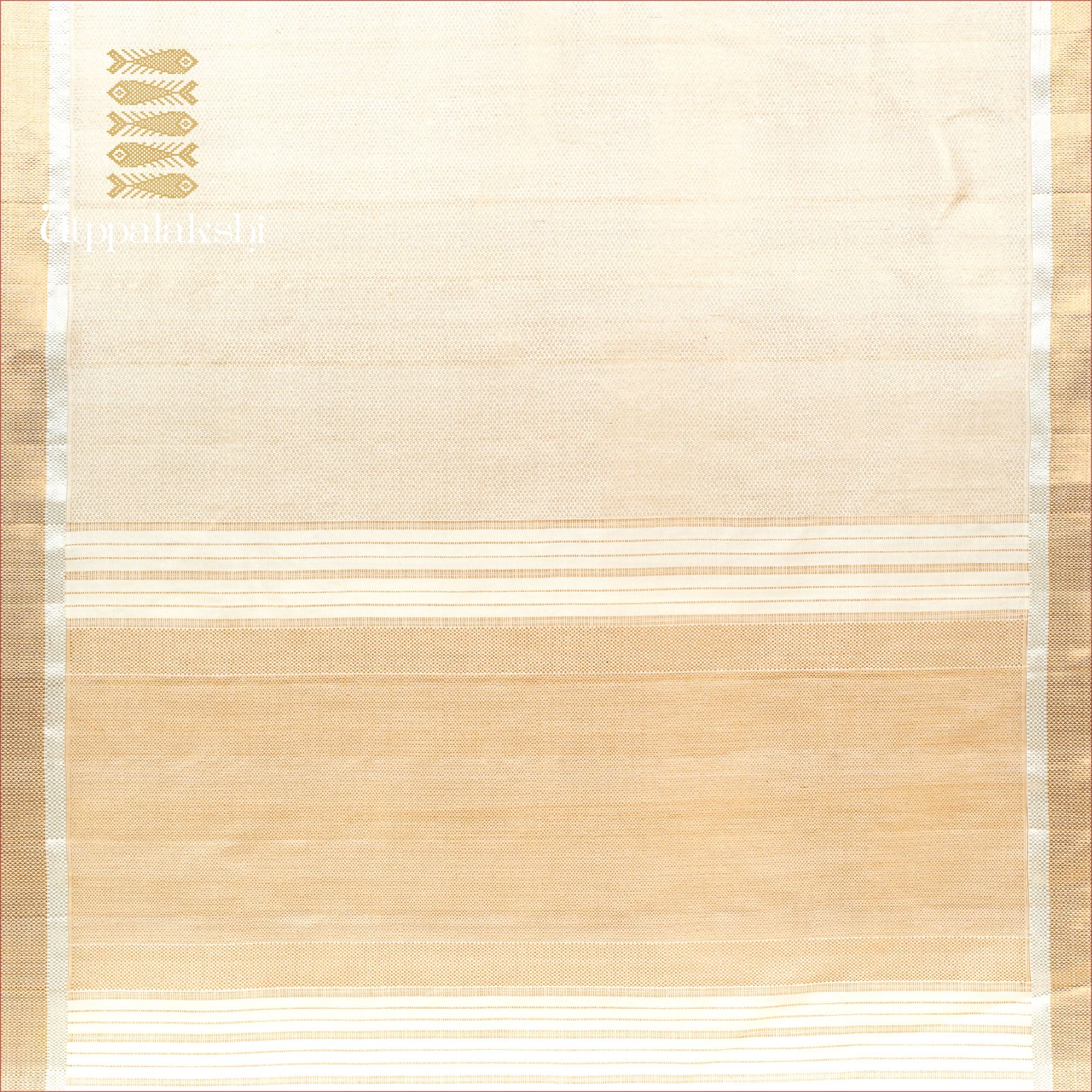 UTPPALAKSHI HANDWOVEN KANJIVARAM SILK BRIDAL SAREE OFF WHITE BROCADE