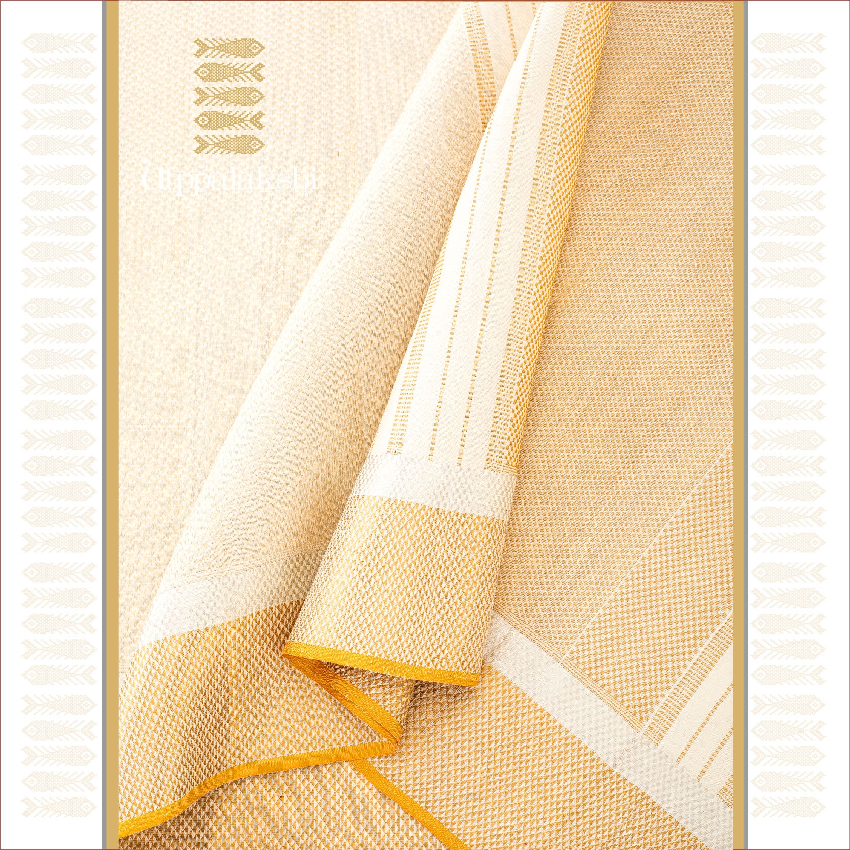 UTPPALAKSHI HANDWOVEN KANJIVARAM SILK BRIDAL SAREE OFF WHITE BROCADE