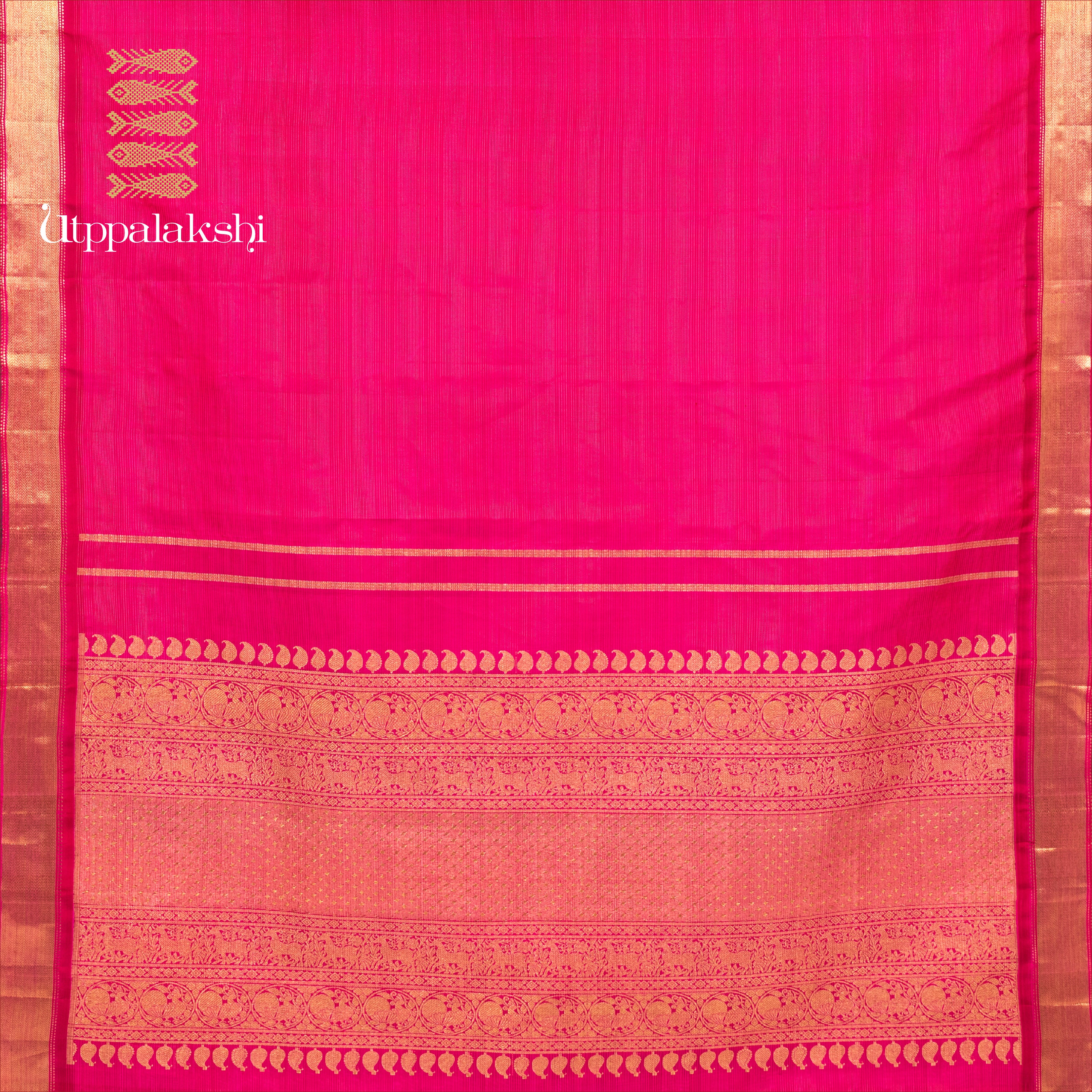 UTPPALAKSHI HANDWOVEN KANJIVARAM SILK BRIDAL SAREE PINK VAIRA OOSI ALAI