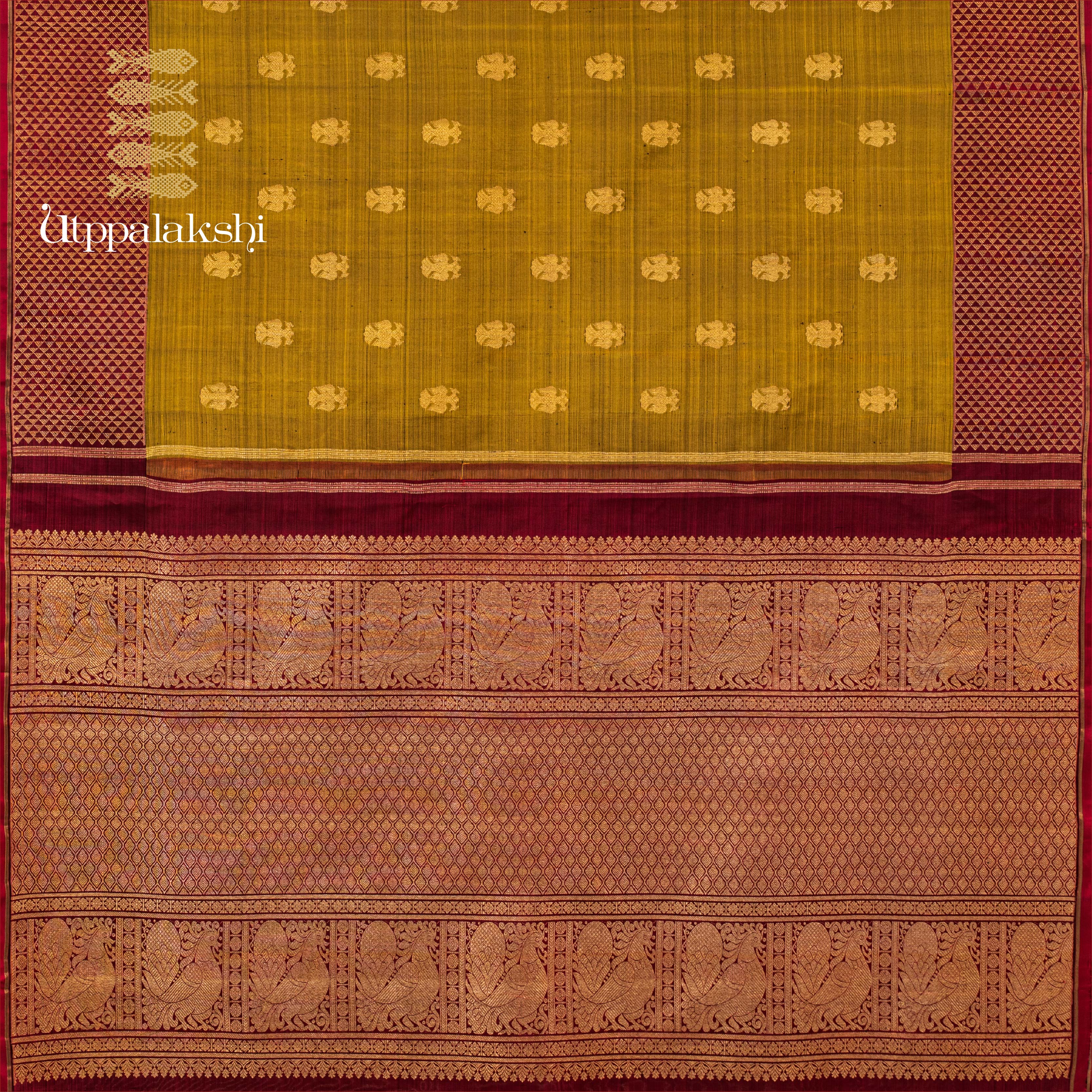 UTPPALAKSHI HANDWOVEN KANJIVARAM SILK SAREE PONVANDU MAROON GANDABERUNDA