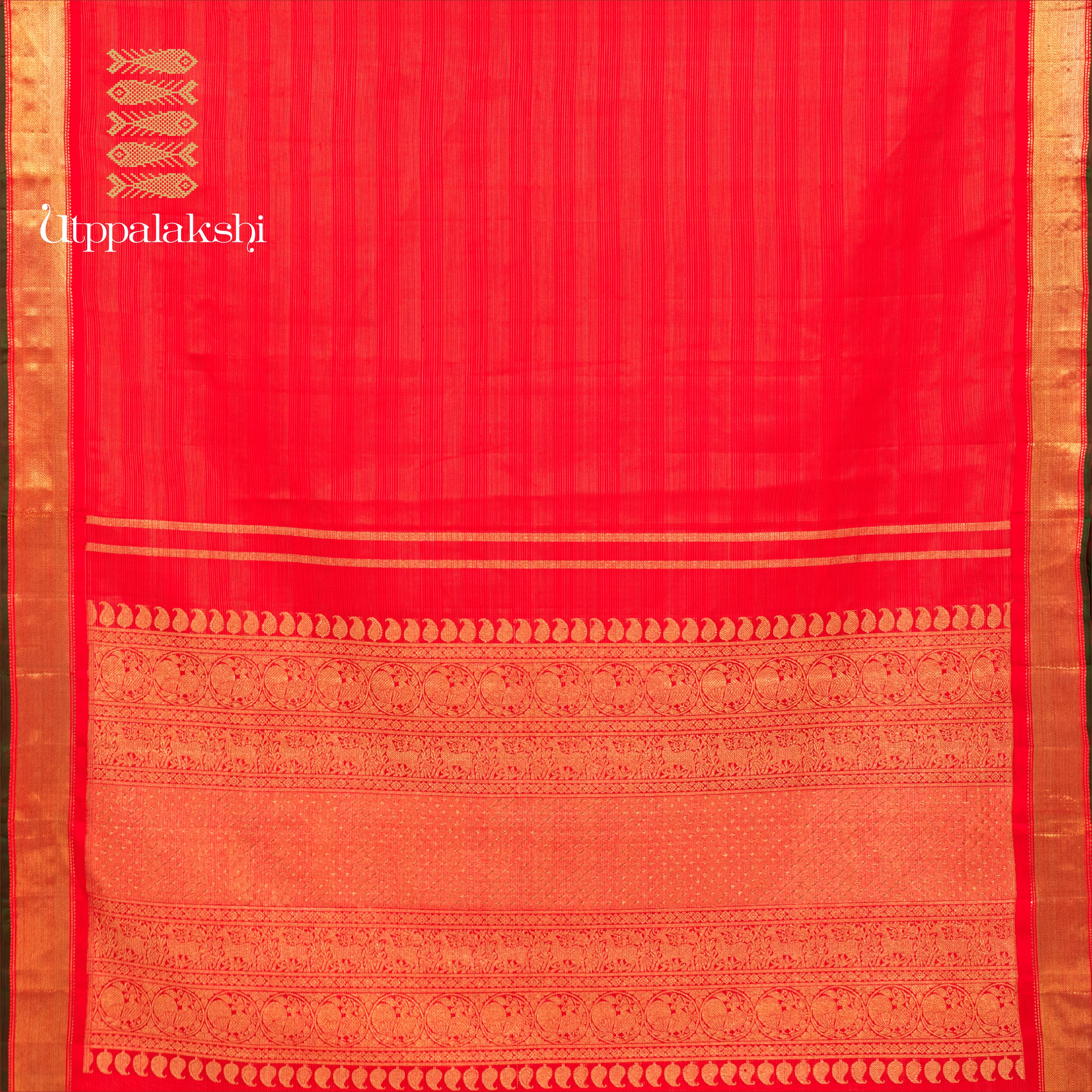 UTPPALAKSHI HANDWOVEN KANJIVARAM SILK BRIDAL SAREE RED VAIRA OOSI