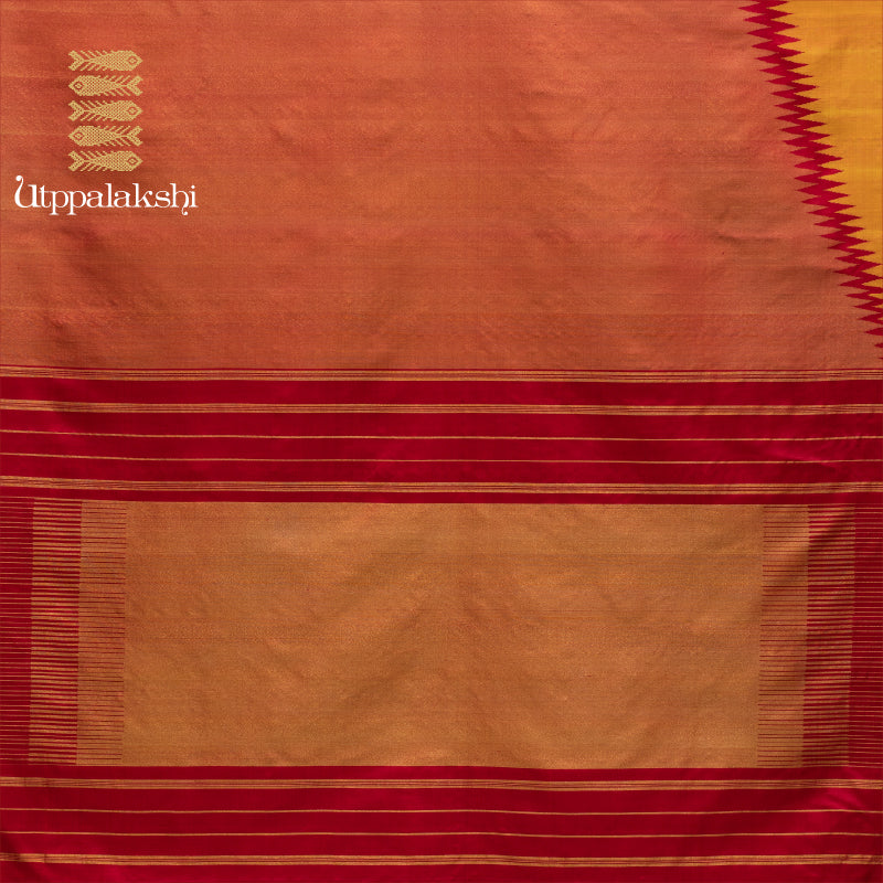 UTPPALAKSHI HANDWOVEN KANJIVARAM SILK SAREE RED RAISING BORDER