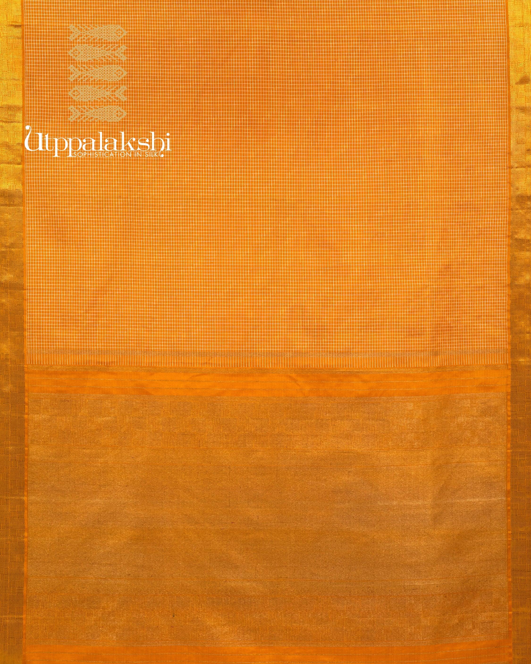 UTPPALAKSHI HANDWOVEN KANJIVARAM SILK SAREE YELLOW WITH WHITE CHECKS