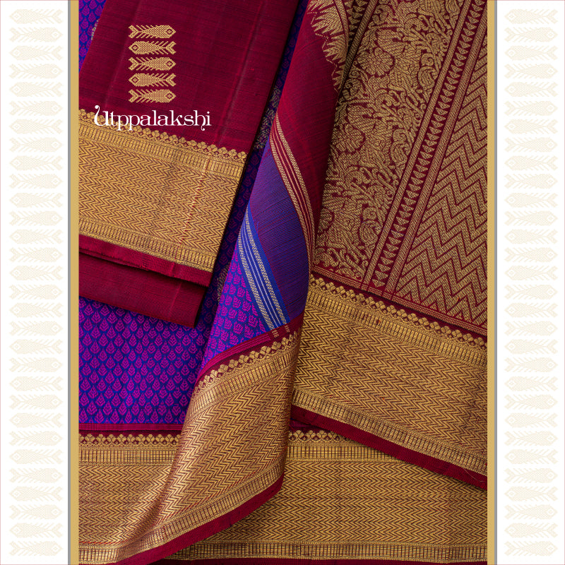 PURPLE JACQUARD PAISLEY MAROON PALLU || UTPPALAKSHI HANDWOVEN KANJIVARAM SILK SAREE